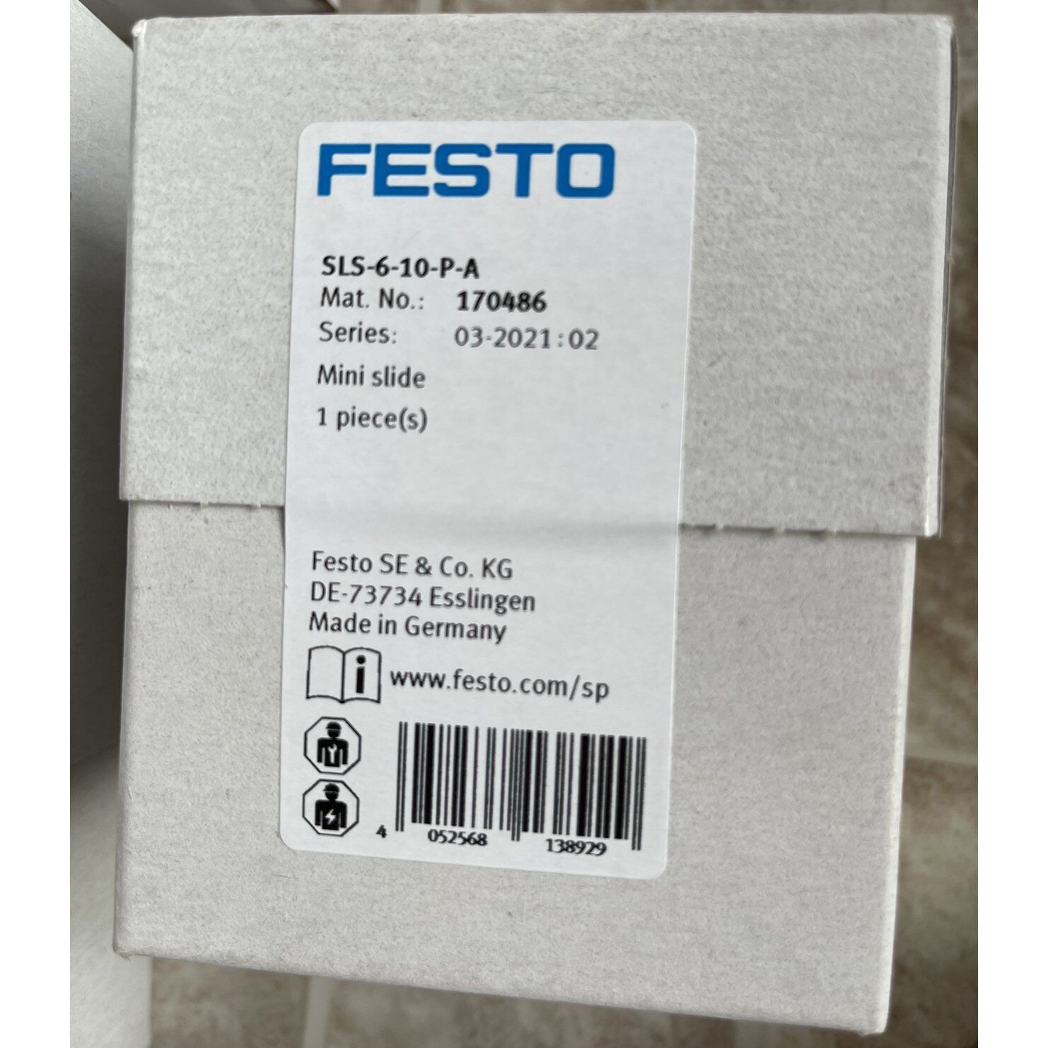 New FESTO SLS-6-10-P-A 170486 Slide Cylinder 1 Year - FESTO