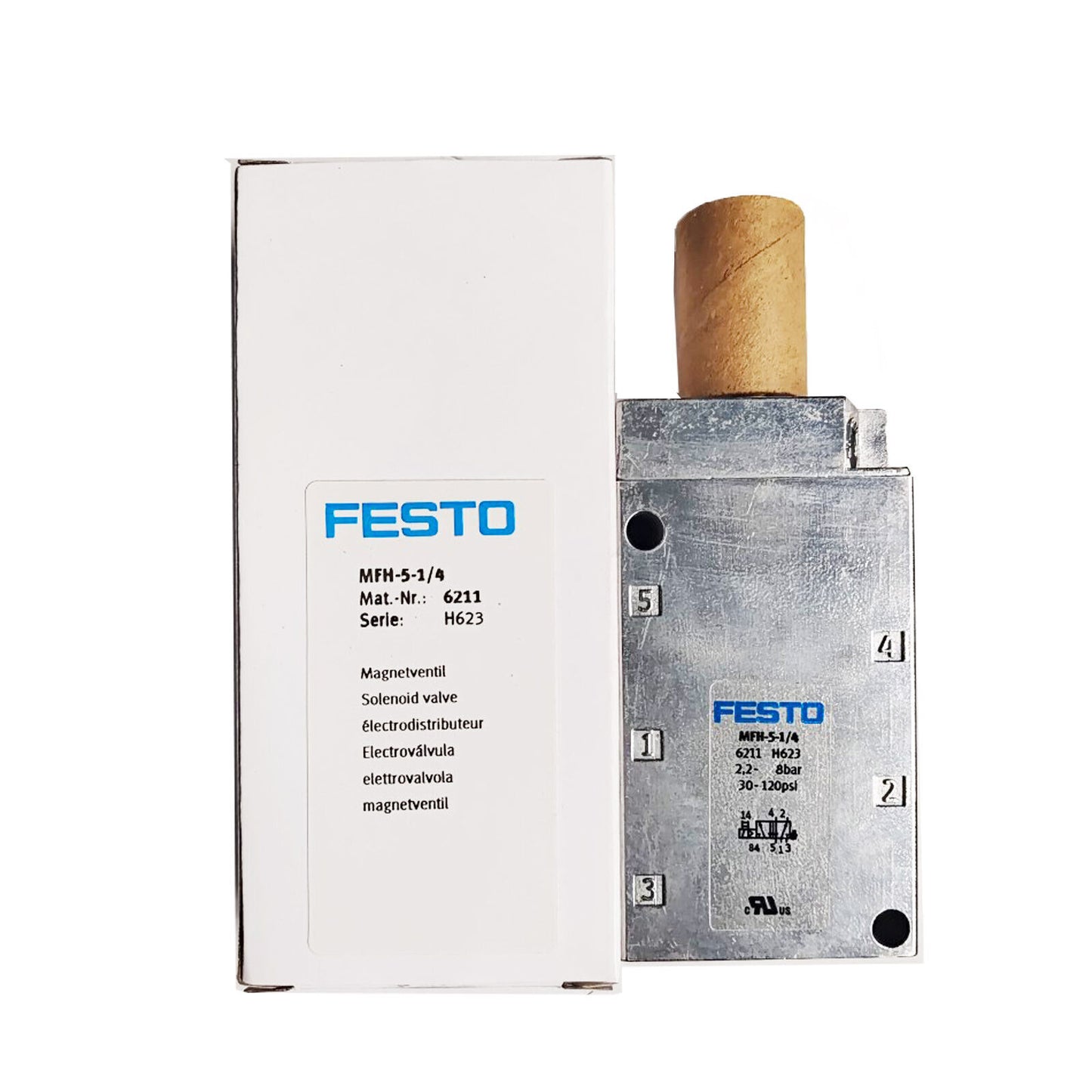 FESTO MFH-5-1/4 Solenoid Valve MFH51/4 6211 70 Character English - FESTO