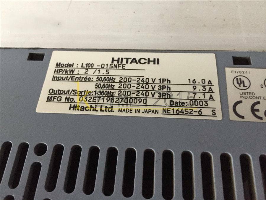 used ONE Hitachi inverter L100-015NFE Model: L100-015NFE - HITACHI