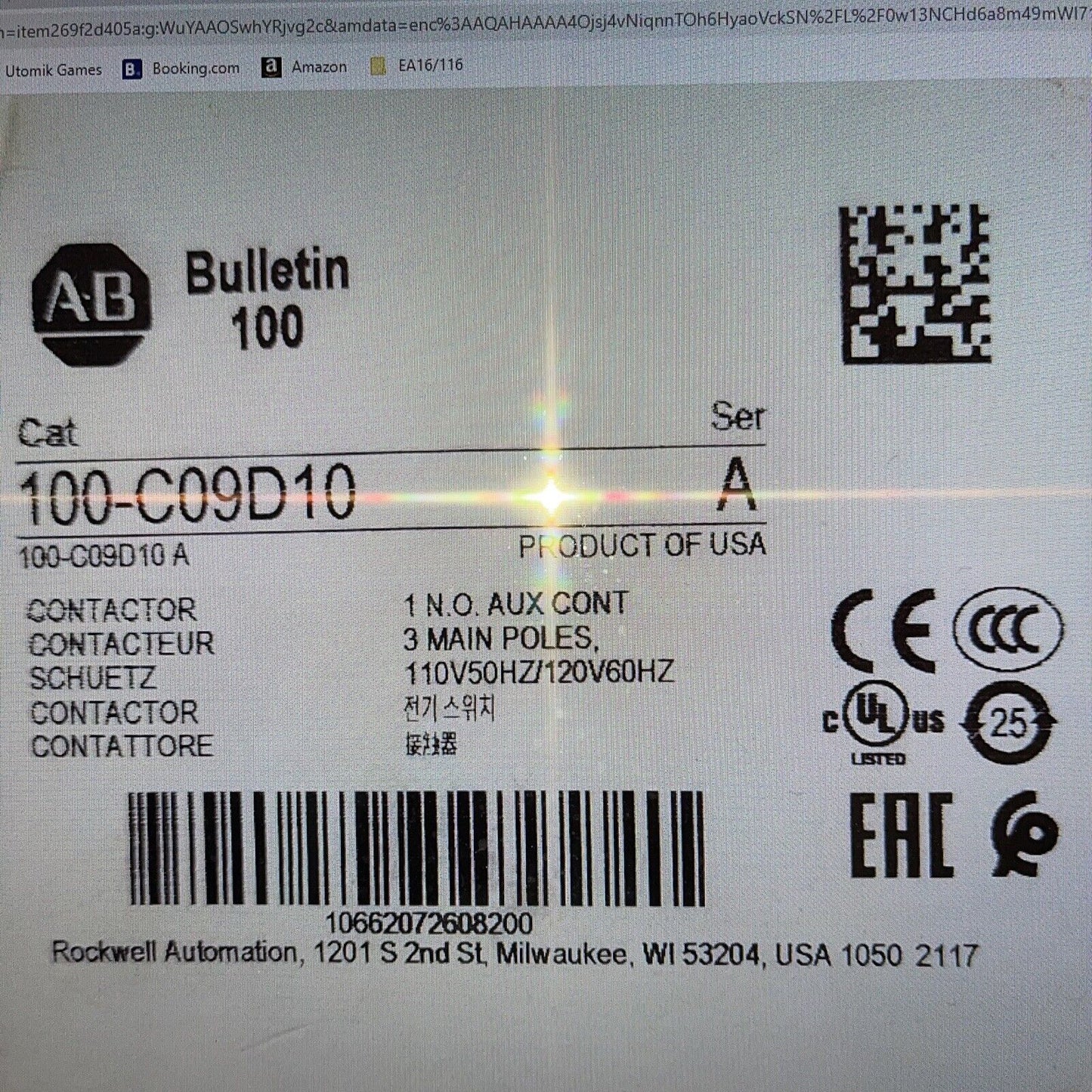 Allen Bradley CONTACTOR 100-C09D10 110/120V - ALLEN BRADLEY