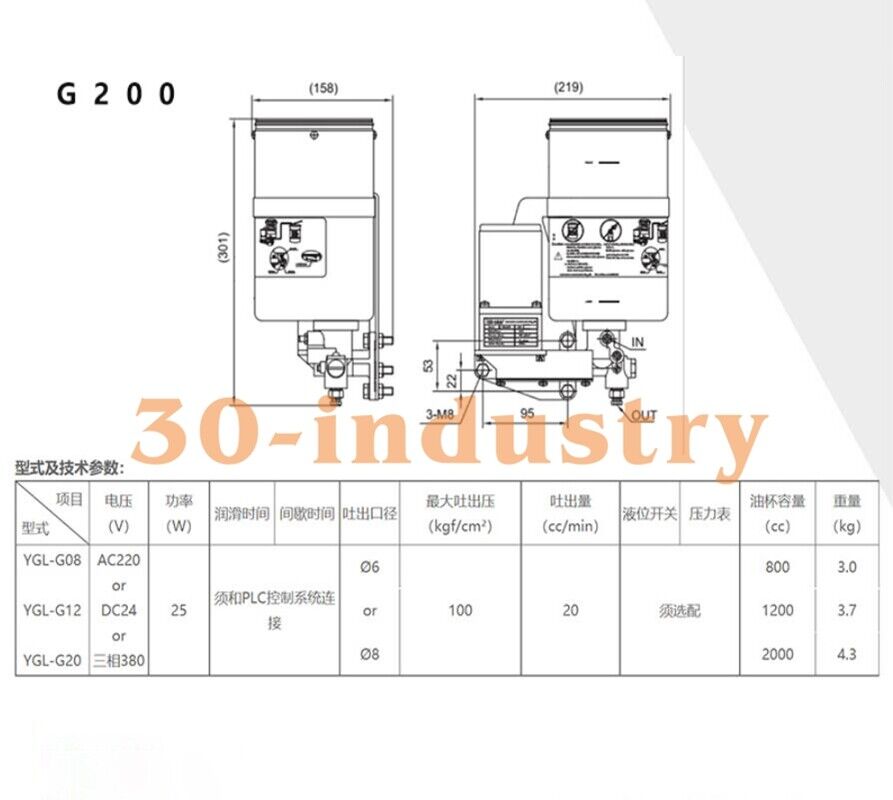 1PCS FOR ISHAN Punch 2000cc 25W Auto Grease Pump YGL-G200 DC24V AC110/220/380 - ISHAN
