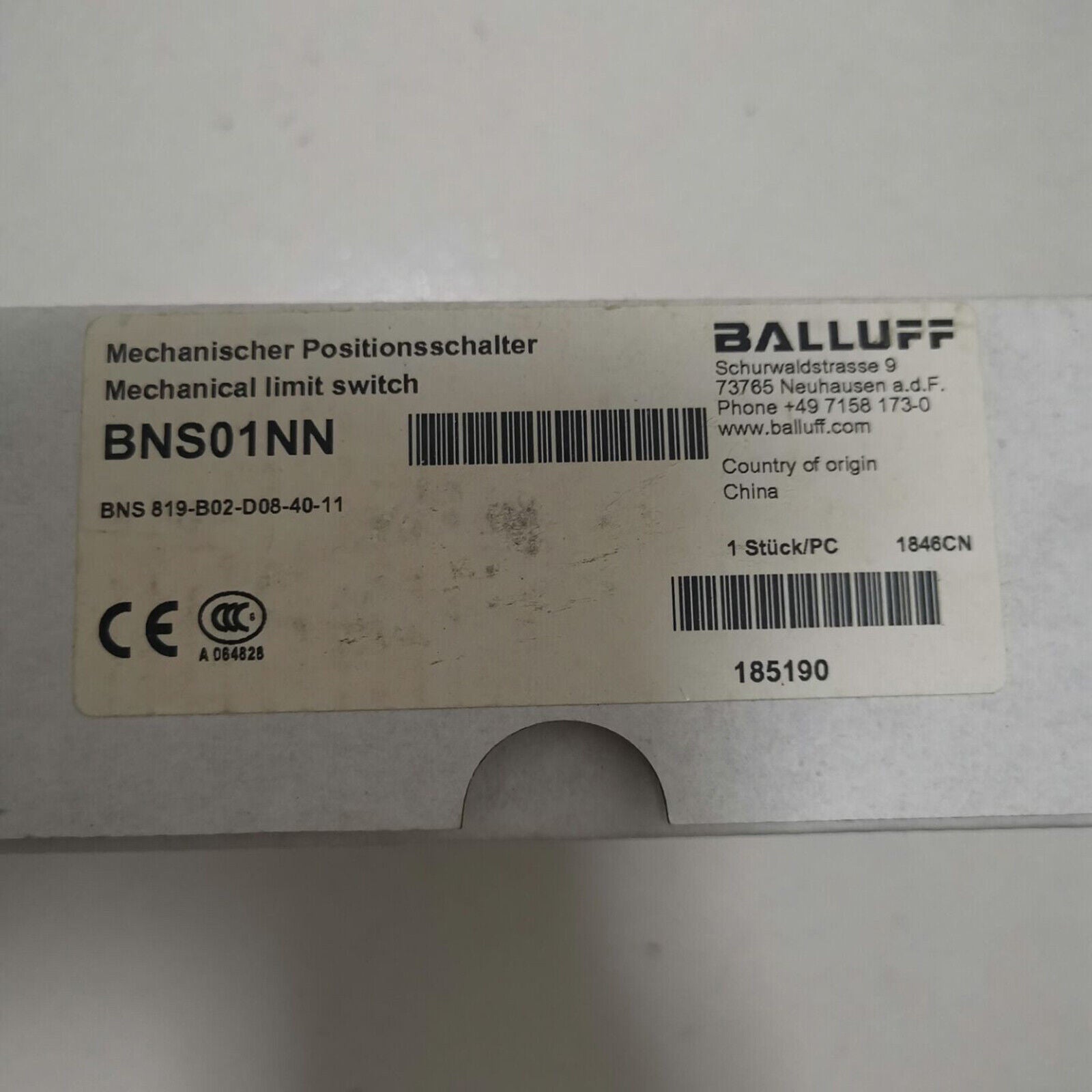 1PC BALLUFF Limit Switch BNS 819-B02-D08-40-11 - BALLUFF