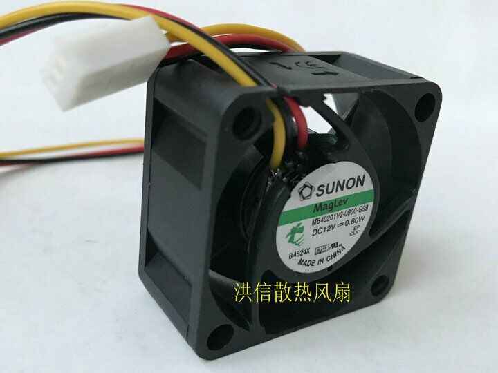 used SUNON MB40201V2-0000-G99 DC12V 0.6W 40mm silent cooling fan 3pin