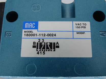 MAC VALVES INC 180001-112-0024 VALVE | Professional Valve Component - MAC VALVES INC