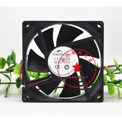 SNOWFAN Y-Y8025H12S 8025 DC12V 0.51A 8CM 2-Wire Silent Cooling Fan