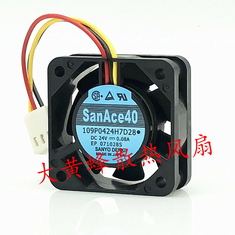 new 1pcs SANYO 109P0424H7D28 24V 0.08A 40*40*15 3 wire fan