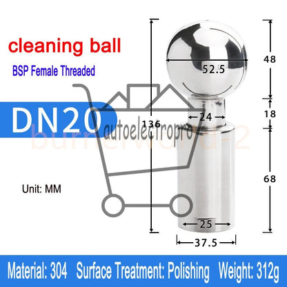 Tank Cleaning Rotating CIP Spray Ball 3/8'' 1/2'' 1" BSP Female Threaded Nozzle