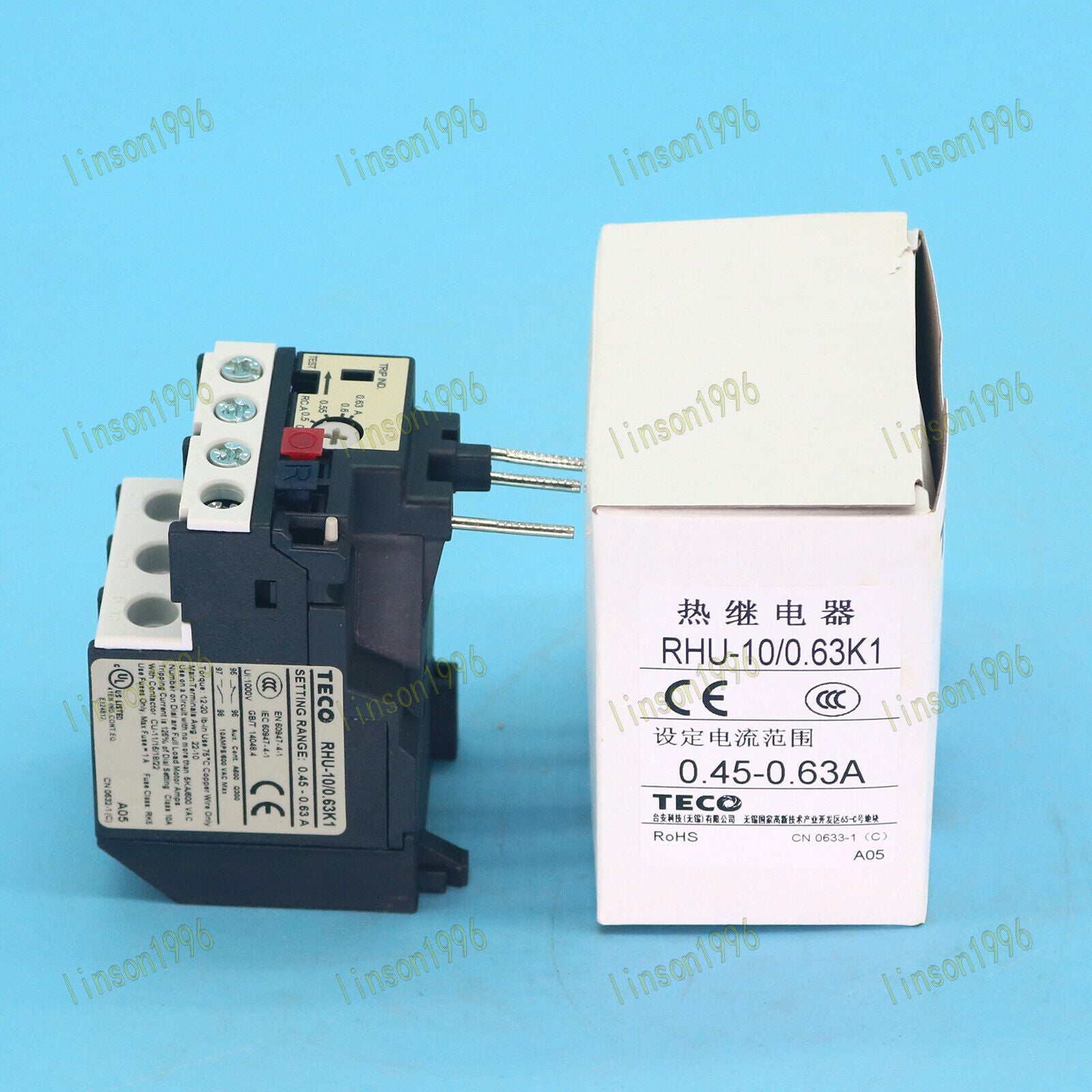 new 1PC  For TECO RHU-10/0.63K1 0.45-0.63A thermal overload relay ship TECO