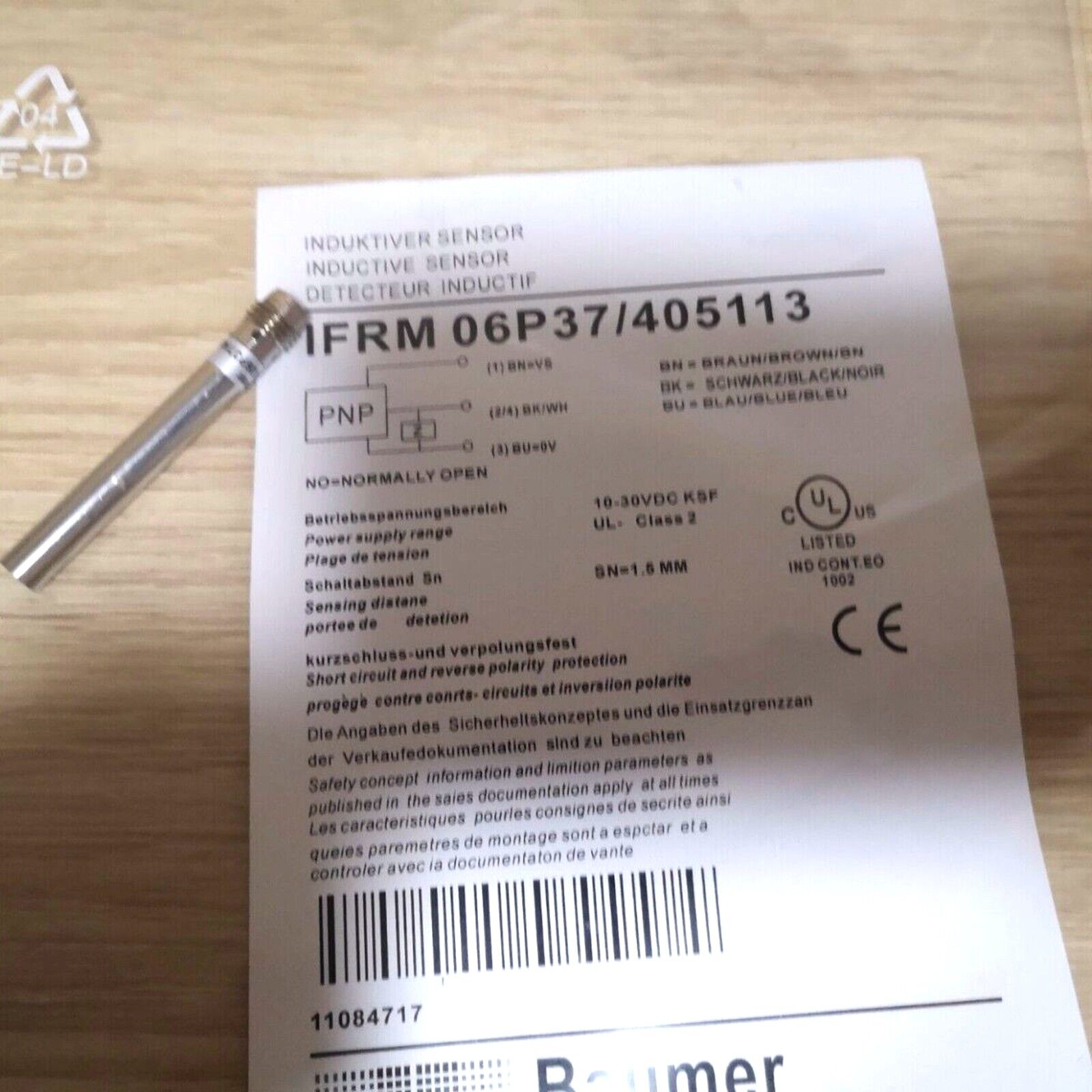 Baumer IFRM Proximity Switch Sensor IP67 waterproof with 5-30V DC 10mA 20-100Hz 150g - BAUMER