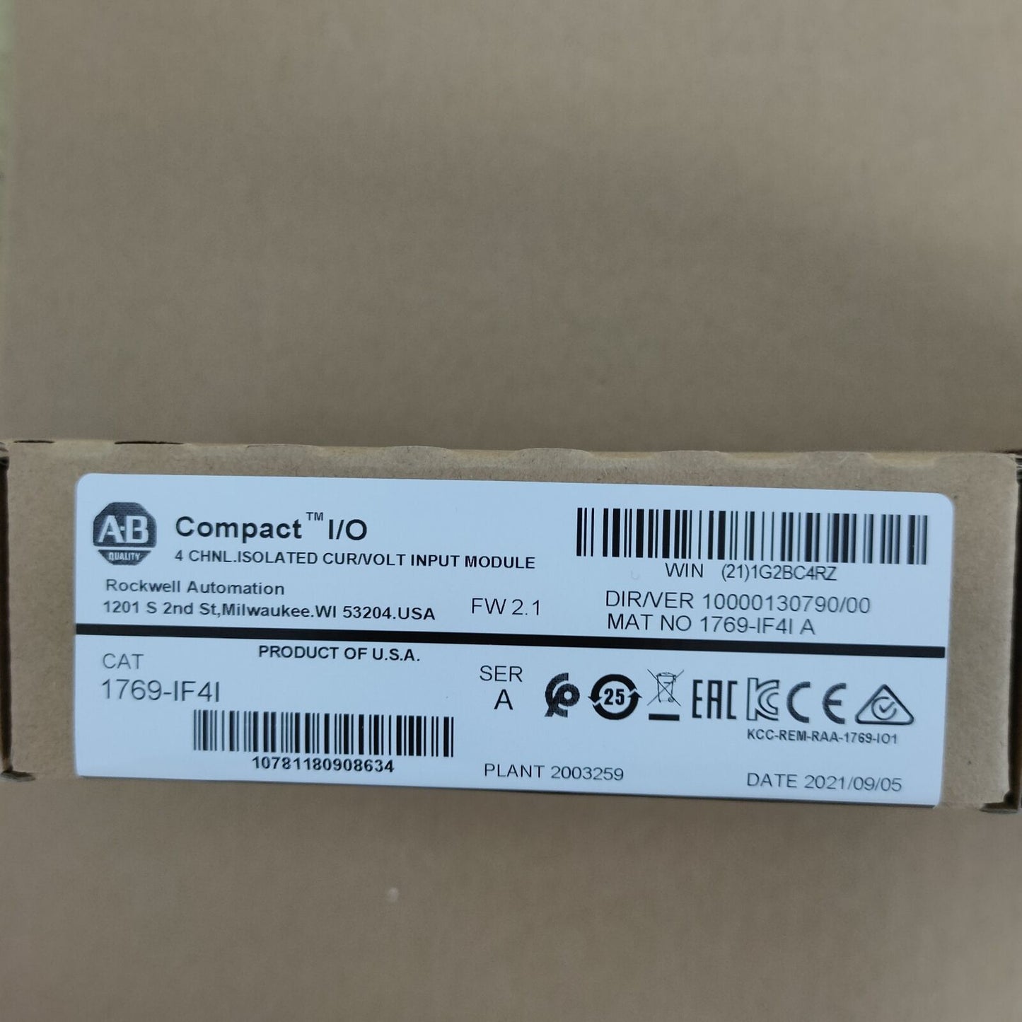 Compact Analog Input Module AB 1769-IF4I SER for Industrial Applications - NEW FACTORY SEALED