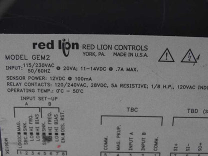 RED LION CONTROLS GEM2 COUNTER - Industrial Control System - RED LION CONTROLS