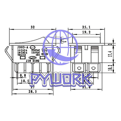 JD03-A1 6Pin 2pcs Rocker Switch 125/250V 30A Inverter Welding Machine button