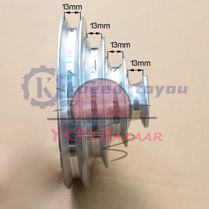 OD 130mm, 4 Step Pulley 16mm Bore for 1/2" = 12.7mm Belt width - Cast Aluminum~