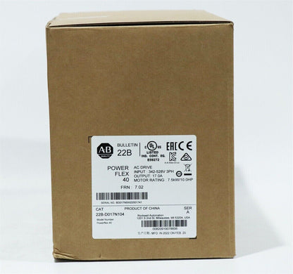 Factory Sealed AB 22B-D017N104 PowerFlex 40 7.5kW 10 HP AC Drive - ABB
