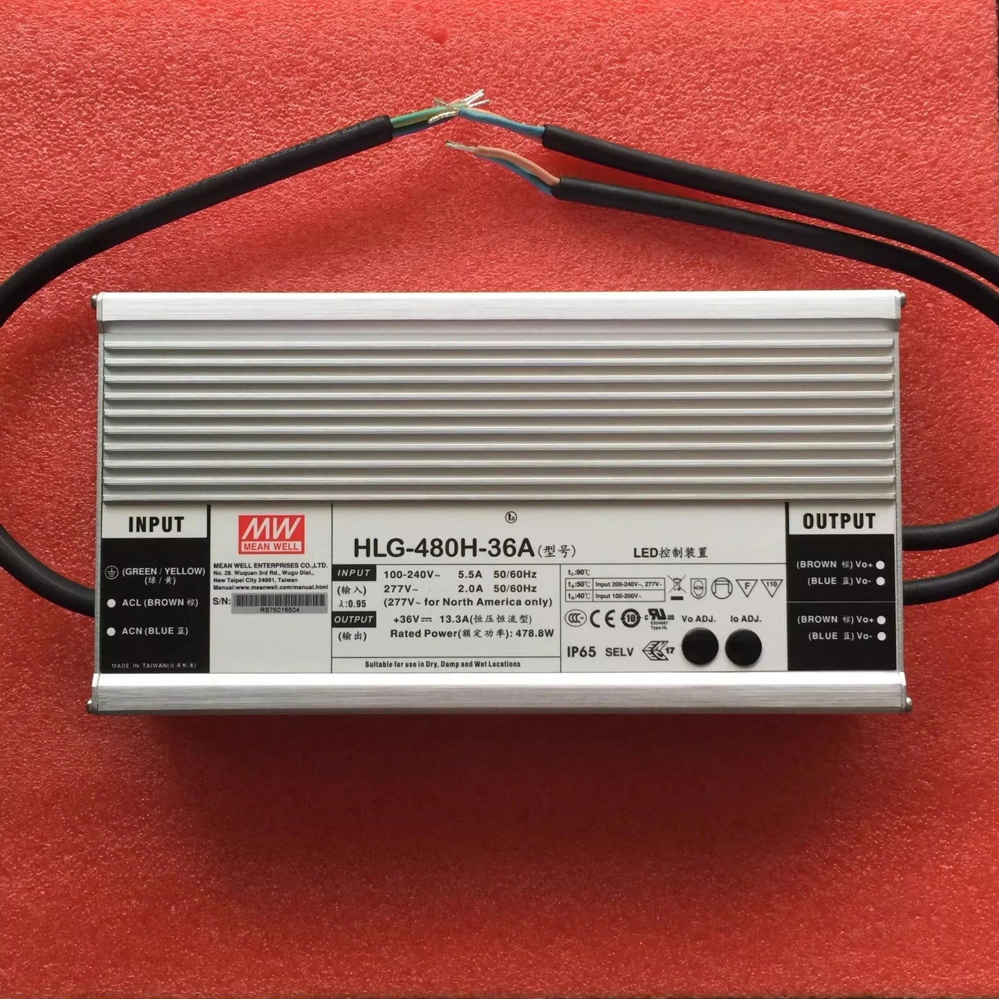 MEAN WELL HLG-480H-36A Output 36V 13.3A Waterproof Power Supply