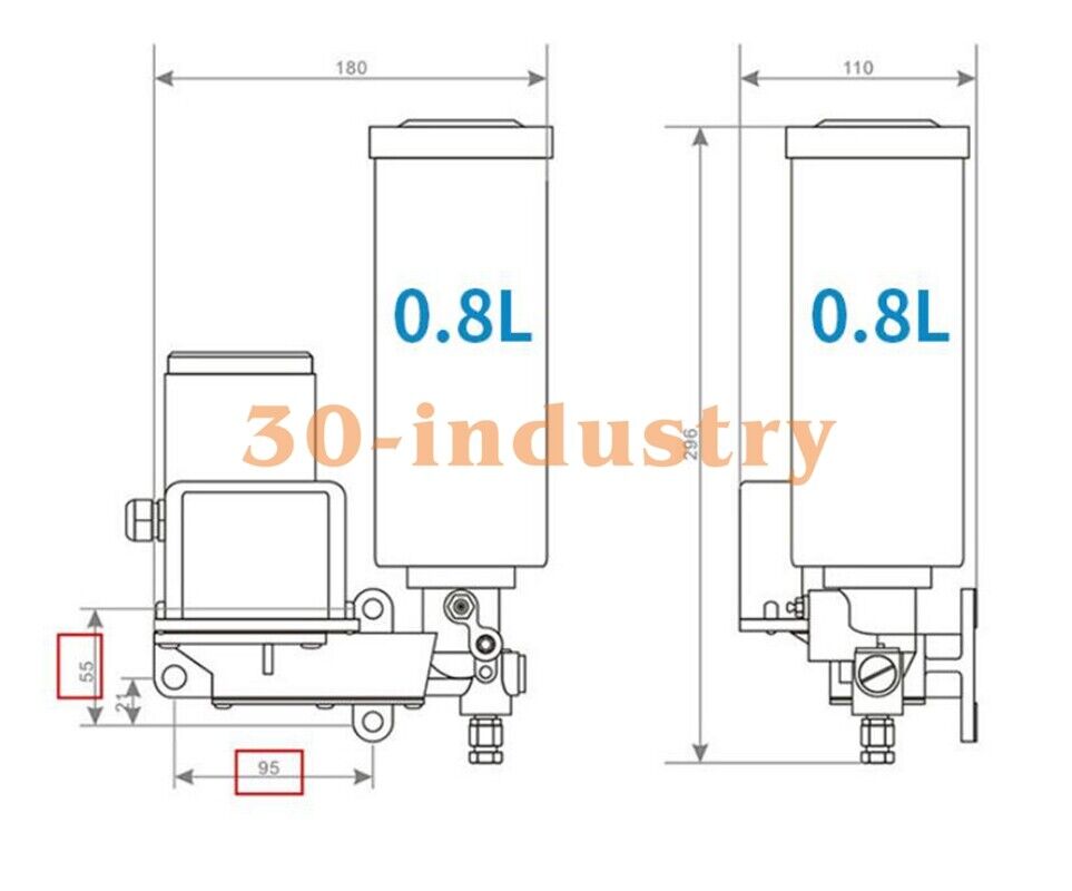 0.8L/2.0L Automatic Grease Pump - CNC 15W 24V/240V Lubricator - KOEED