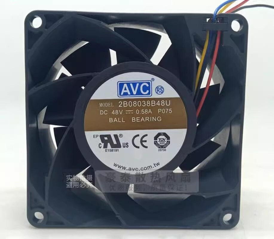 AVC 2B08038B48U-P075 8038 DC48V 0.58A 8CM 4-Wire Server Cooling Fan