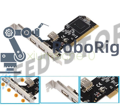 High Speed 480Mbps 5 Port USB 2.0 PCI Hub Card Controller Adaptor Module
