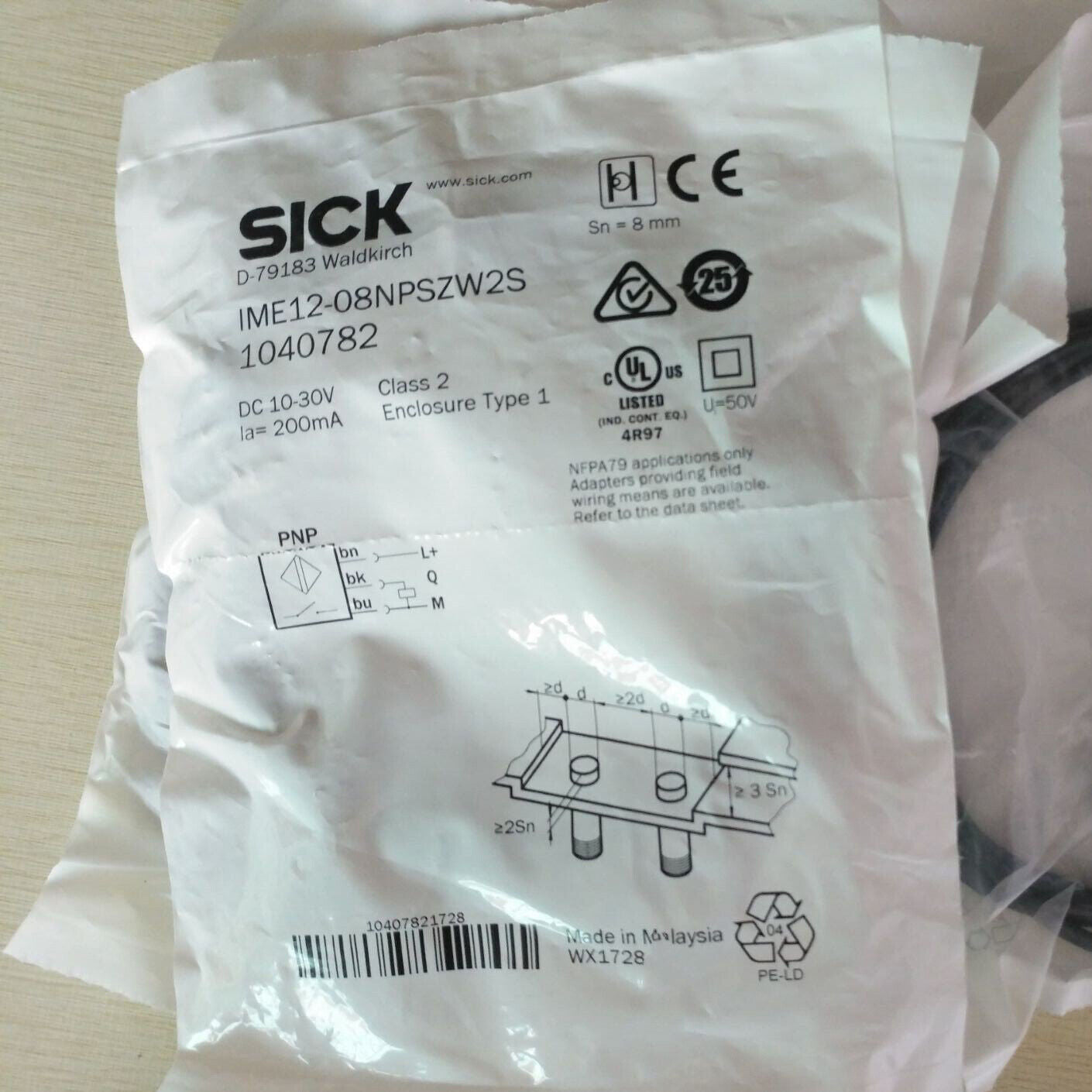 SICK Proximity Sensor IME12-08NPSZW2S - SICK