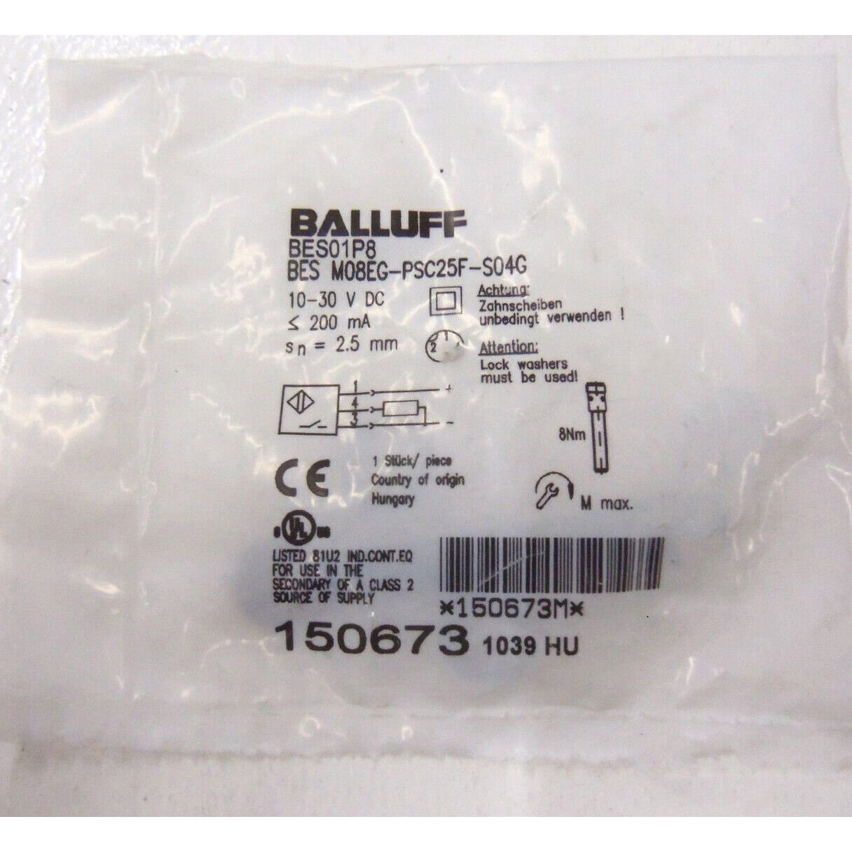 Balluff proximity switch sensor BES M08EG-PSC25F-S04G - BALLUFF