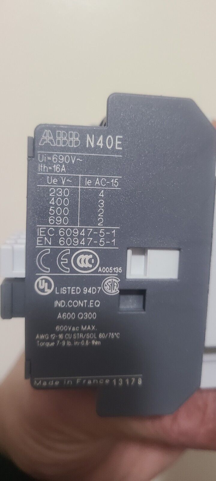 new ABB N40E 1SBH141001R8040 Contactor Relay 220-230V50Hz/230-240V60Hz