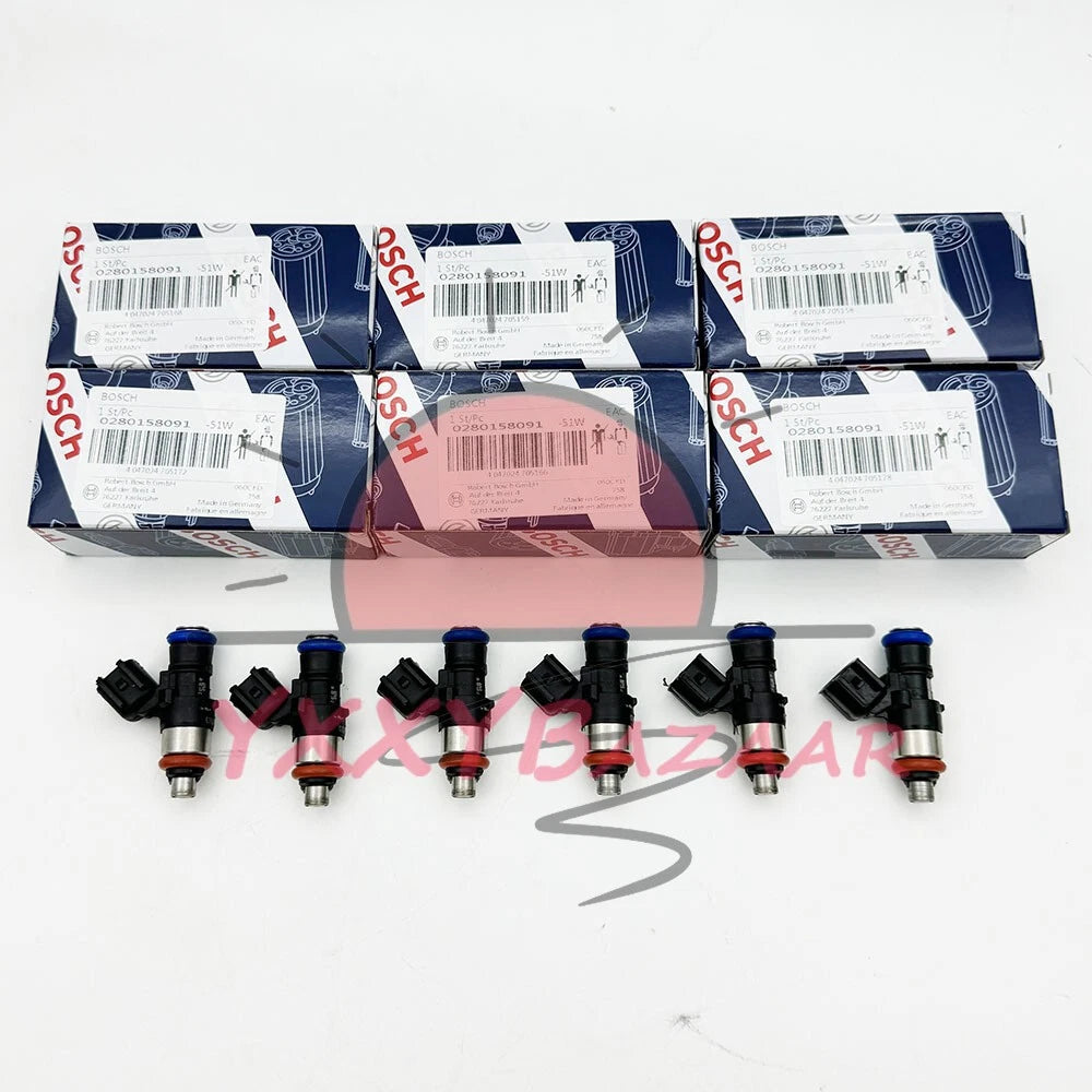 6Pcs Fuel Injector 0280158091 For Bosch Mercury Mazda CX-9 Lincoln 3.5L 3.7L