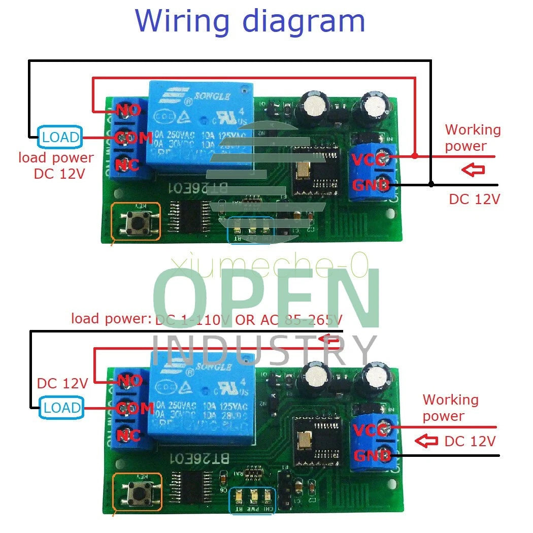 DC 12V Bluetooth BLE Relay 2.4G RF Remote control IOT Module Switch Board