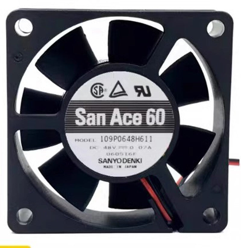 Sanyo 109P0648H611 6020 DC48V 0.07A 6CM 2-Wire Inverter Silent Cooling Fan