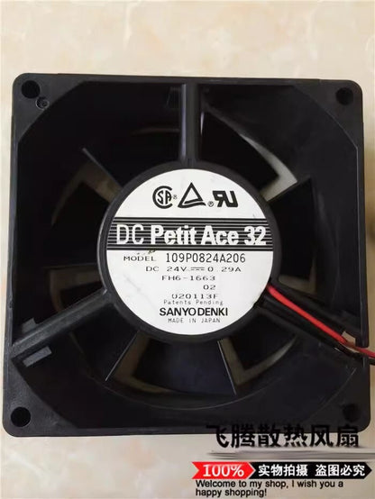 Sanyo 109P0824A206 DC24V 0.29A 80*80*32MM 2-Wire Inverter Cooling Fan