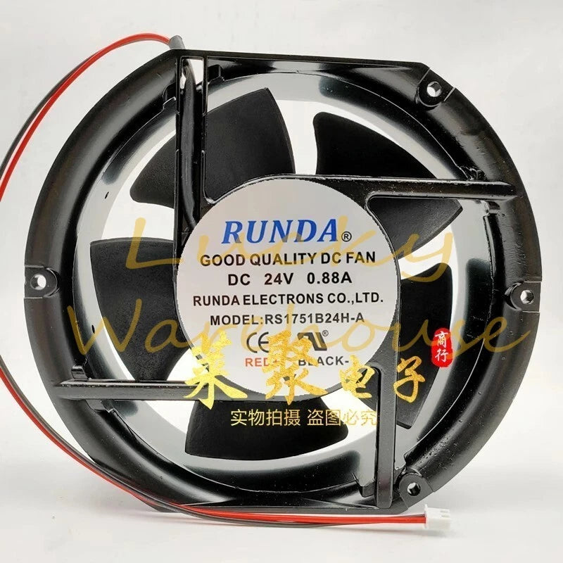 RUNDA RS1751B24H-A DC24V 0.88A 2-Pin High Airflow Axial Cooling Fan
