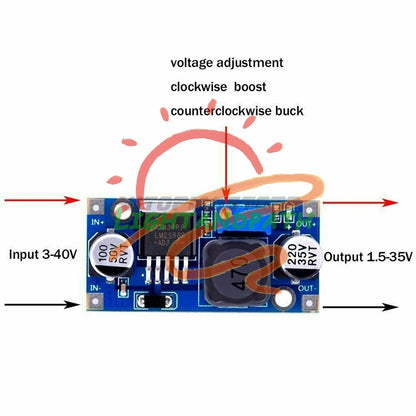 LM2596 DC-DC DC Adjustable Buck Power Supply Module Board 3A 12/24V to 12/5/3.3v