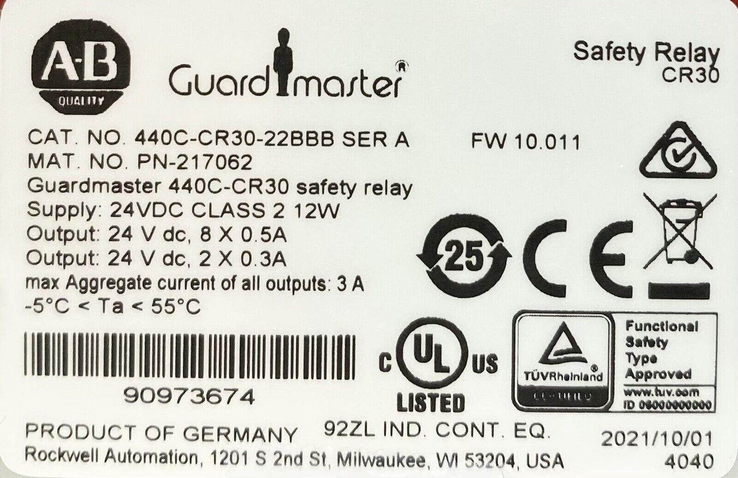 Allen Bradley Guardmaster Safety Relay - ALLEN BRADLEY