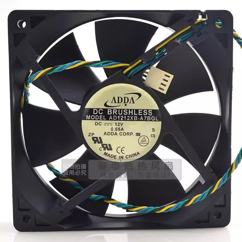 ADDA AD1212XB-A7BGL 12025 DC12V 0.65A 12CM 4-Wire PWM Silent Cooling Fan