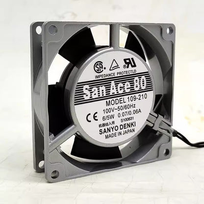 Sanyo 109-210 100V 0.07A/0.06A 6/5W 8025 8CM Metal Frame Cooling Fan