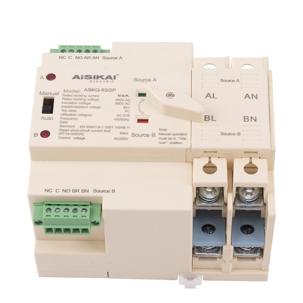 1PC dual power switch PC level ASKQ1-63A/2P/3P/4P ATS switch on