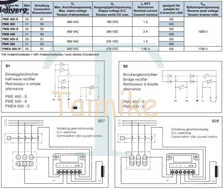1x PME-400S half-wave rectifier motor brake rectifier POWER UNIT output 0.45*Uin