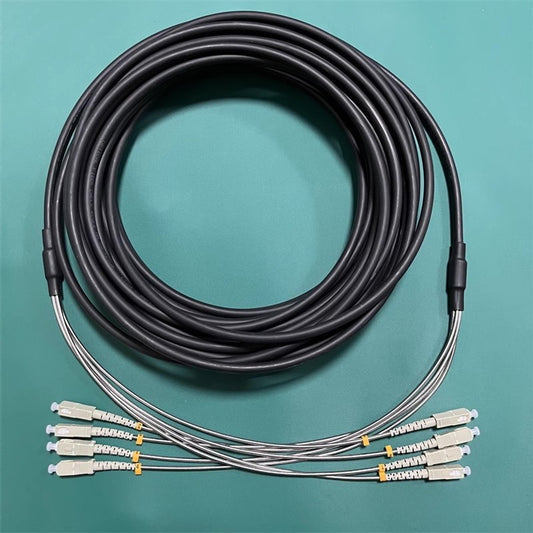 Outdoor LC MM Fiber Optic Patch Cord Waterproof 4 cores Armored TPU Cable100M