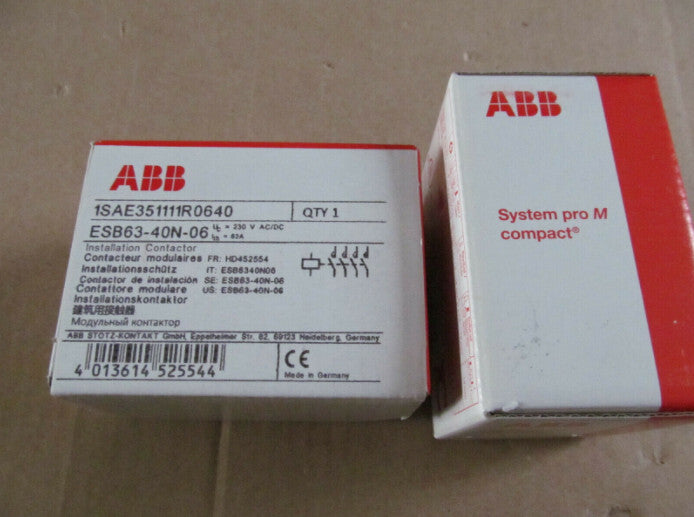 1PC ABB ESB63-40N ESB63-40N-06 1SAE351111R0640 230VAC/DC Contactor 4NO