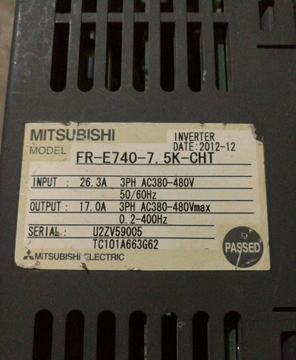 Used Mitsubishi FR-E740-7.5K-CHT 7.5KW Inverter, Tested in Good Condition - MITSUBISHI