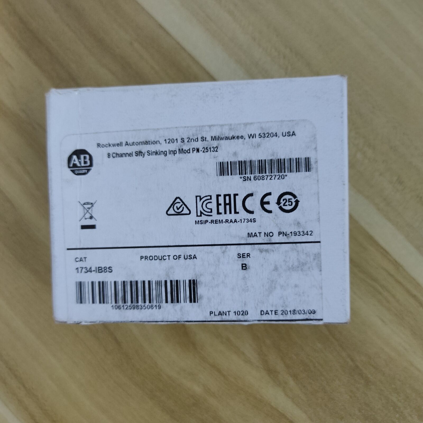 Allen Bradley AB 1734-IB8S Digital Safety Input Module - ALLEN BRADLEY