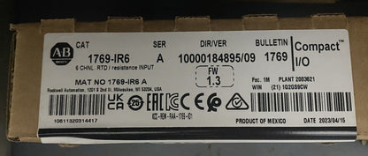 Allen Bradley New Sealed AB 1769IR6 SER A CompactLogix 6 Pt RTD Module Ship - ALLEN BRADLEY