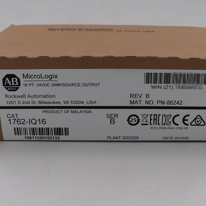 Factory Sealed AB 1762-IQ16 MicroLogix 24VDC Input Module 1762IQ16