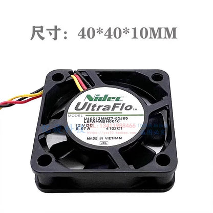 NIDEC U40X12MMZ7-52J65 DC12V 0.07A 3-Wire Silent Cooling Fan