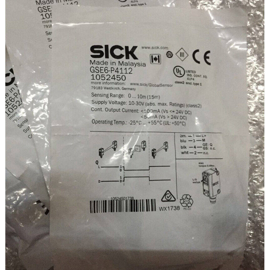 1PC SICK Photoelectric Sensor GSE6-P4112 24V DC 1.5m Range ±1% Accuracy IP67 - SICK