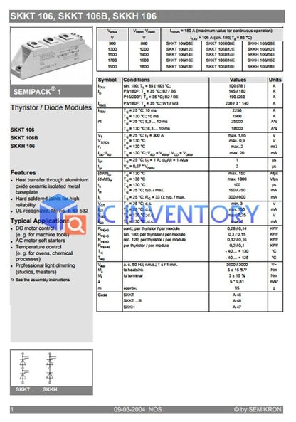 new 1PCS SEMIKRON SKKT106/16E SKKT106-16E Module Best Service Quality Guarantee - SEMIKRON