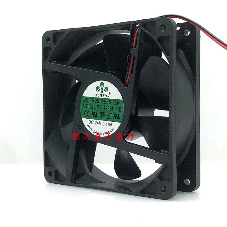 POWERYEAR PY-1238H24B 24V 0.18A 12CM 12038 2-wire cooling fan