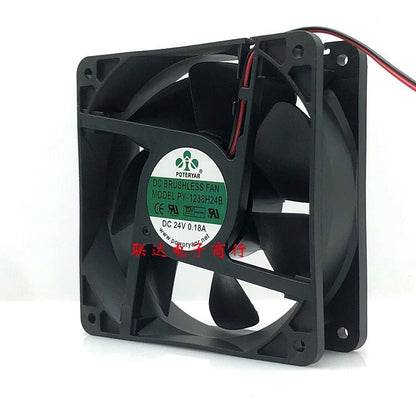 POWERYEAR PY-1238H24B 24V 0.18A 12CM 12038 2-wire cooling fan