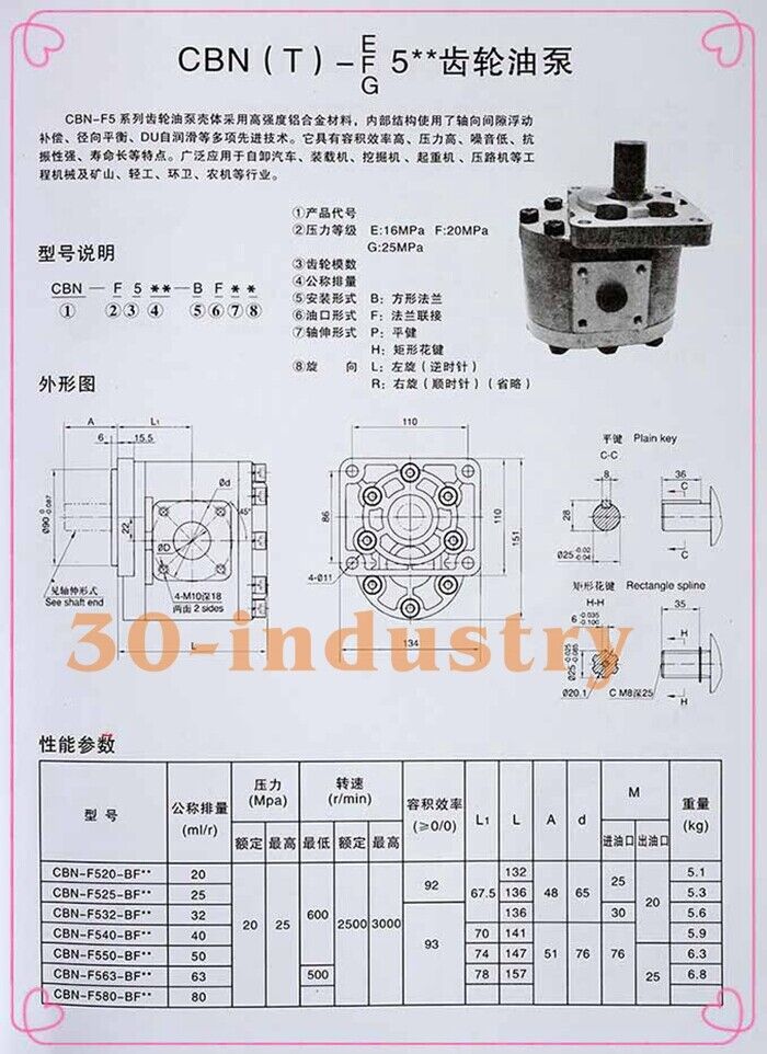 1PCS NEW CBT-F532 Hydraulic Gear Pump 32ML 20MPa Dimensions 110mm - KOEED