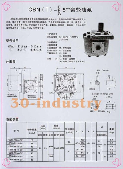 1PCS NEW CBT-F532 Hydraulic Gear Pump 32ML 20MPa Dimensions 110mm - KOEED