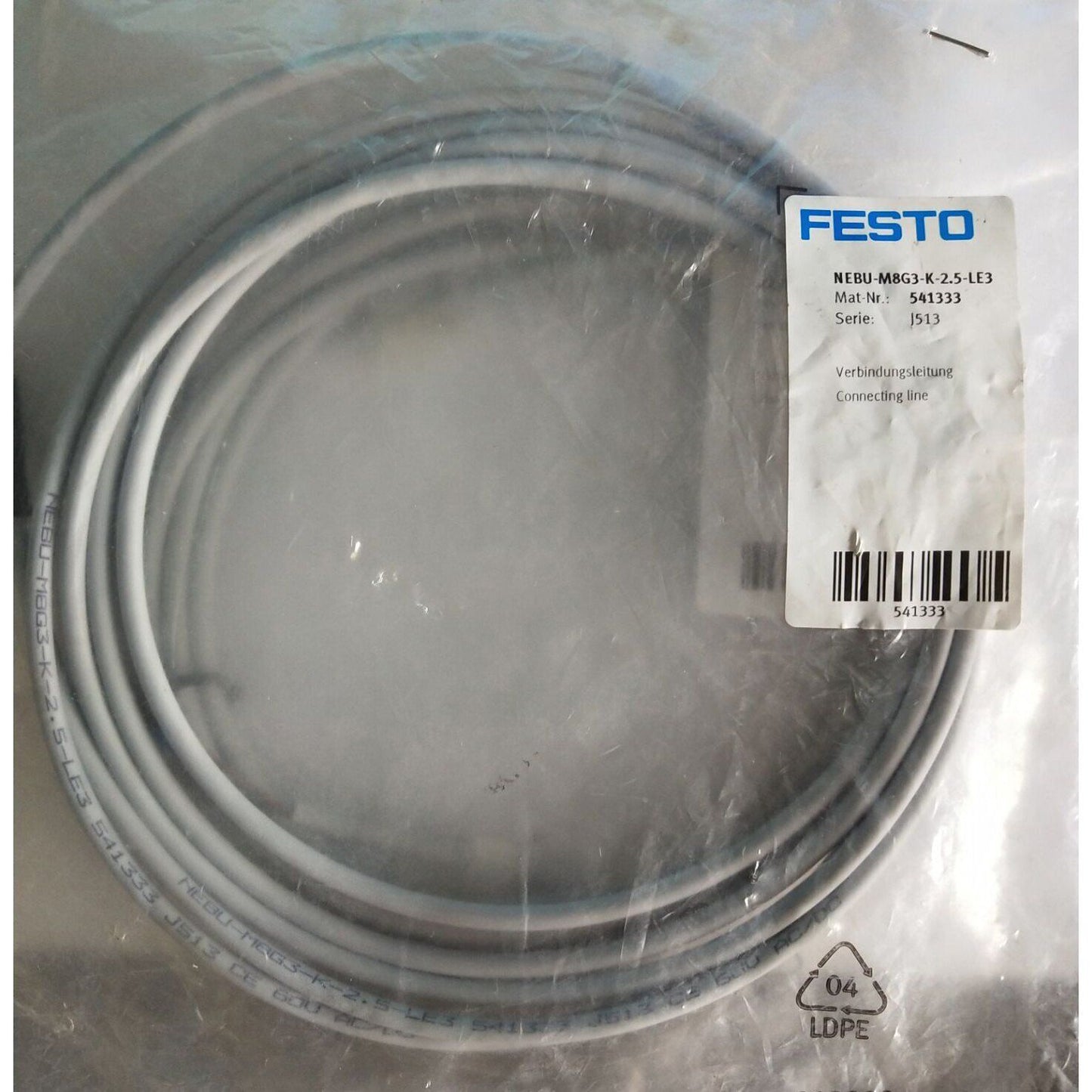 NEBU-M8G3-K-2.5-LE3 Connecting line ship - FESTO